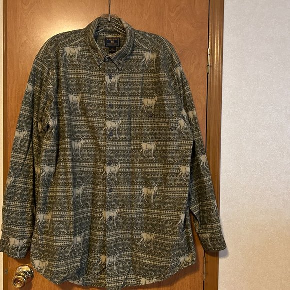 Woolrich Other - Mens WOOLRICH Sz XXL Green and Tan Pattern w/ Deer Long Sleeve Button Down Shirt